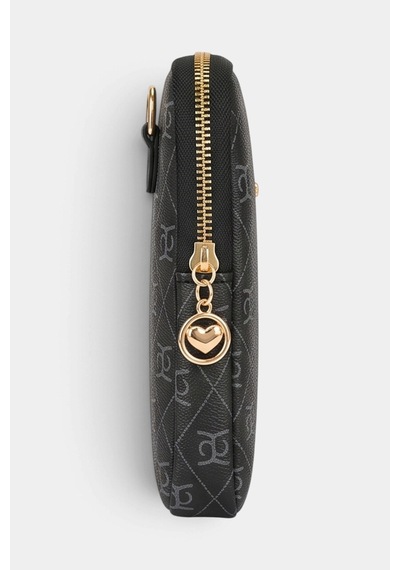 Lederax Monogram Desenli Mini Telefon Çantası Ld681 Siyah
