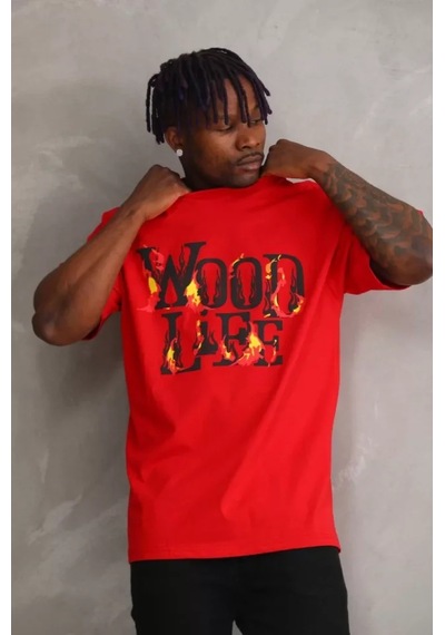 Veraura Lifestyle Unisex Baskılı Oversize T-shirt - Kırmızı