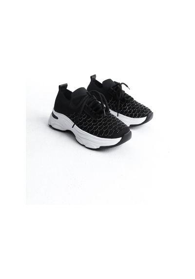 Kadın Rocco Siyahtriko Beyaz Tabanlı Taşlı Spor Ayakkabı & Sneaker Siyah 2 Siyah