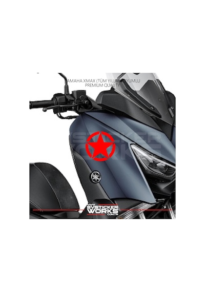 Yamaha Xmax Yıldız Sticker Yan Grenaj Desen İkili Sticker Kırmızı