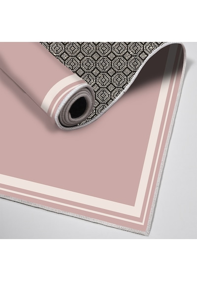 Dijital Kaymaz Yıkanabilir Mutfak Banyo Salon Paspas Halısı Trend Modern Al4007 Pembe