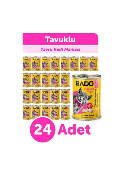 Bado Yavru Kedi Yaş Maması Tavuk Etli 400gr 24lü