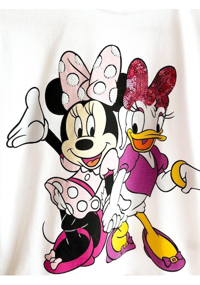 Kız Çocuk Mickey Modelli Pamuk Tişört Beyaz