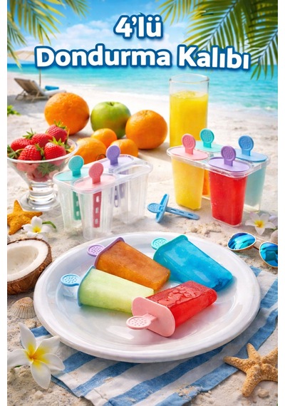 4 Lü Dondurma Kalıbı Bpa Free Sağlıklı Ev Yapımı Dondurma Kalıbı Pratik Popsicle Seti Çok Renkli