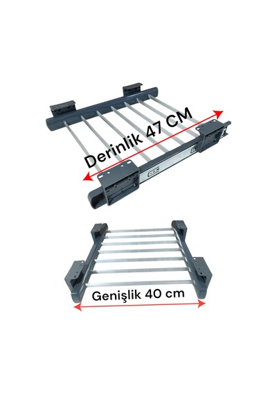 Dolap Içi Raylı Pantolonluk Askılığı 40 47 Cm Üst Rafa Montaj Olur Gri