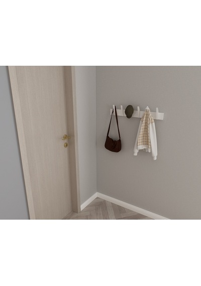 Hepsi3boyutlu Modern Duvar & Kapı Kanca Askılık - 6 Adet Beyaz Kanca Askılık - Model No : 4 Beyaz