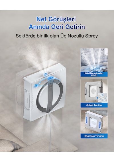Ecovacs Winbot W2 Pro Omni Cam Silme Robotu Ve Cam Silme Solüsyonu Beyaz