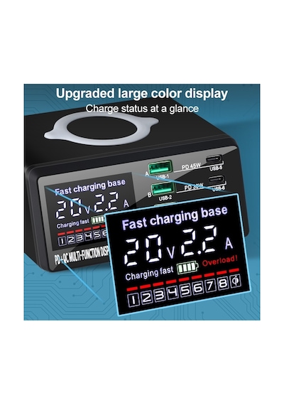 Wlx X9d 110w Çoklu Bağlantı Noktalı Akıllı Şarj Istasyonu + Kablosuz Şarj Cihazı Ac100-240v