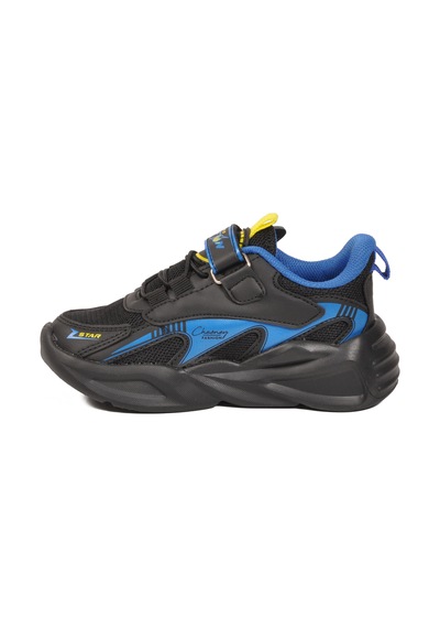 Ruffon 2470 P Siyah-saks Cırtlı Erkek Çocuk Spor Ayakkabı Siyah-sarı-saks