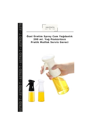 Özel Üretim Sprey Cam Yağdanlık 200 Ml. Yağ Püskürtücü Pratik Mutfak Servis Gereci Çok Renkli