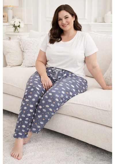 Remsa Büyük Beden Kadın Viskon Kumaş Penye Battal Tek Pijama Alt 01 Gri