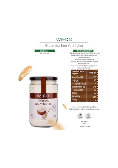 Wefood Glütensiz Tam Yulaf Unu 300 G