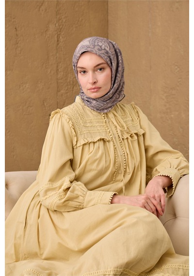 Silk Home Soft Eşarp 73099-07 Vizon, Koyu Vizon, Çelik Mavi