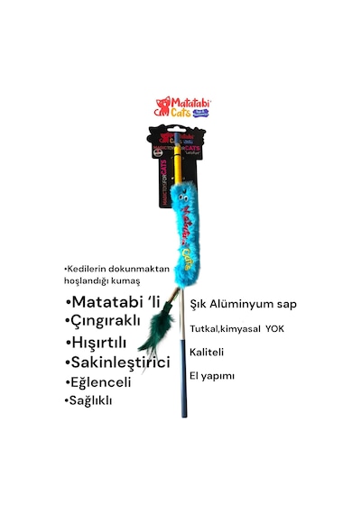 Matatabi Cats Worm Alüminyum Saplı Kedi Oltası Matatabi,çıngırak Ve Özel Hışırtı İçerir.özel Kumaş