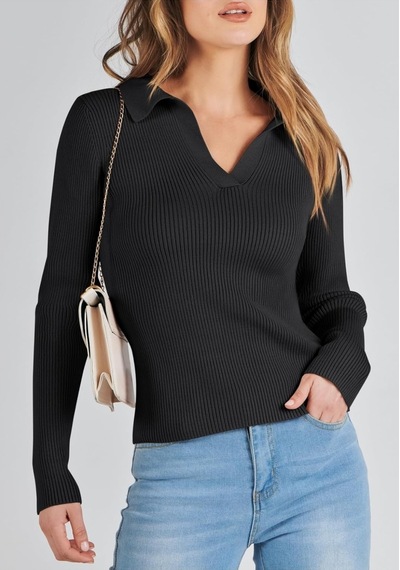 Youknitwear You Penny Polo Yaka Triko Sweater Siyah