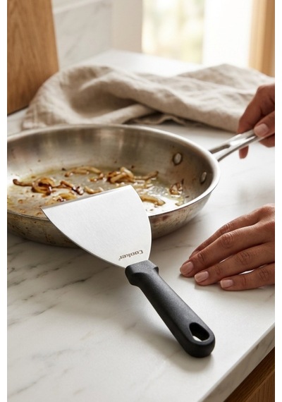 Cooker 12x24 Cm Düz Paslanmaz Çelik Spatula Yk1903 Siyah