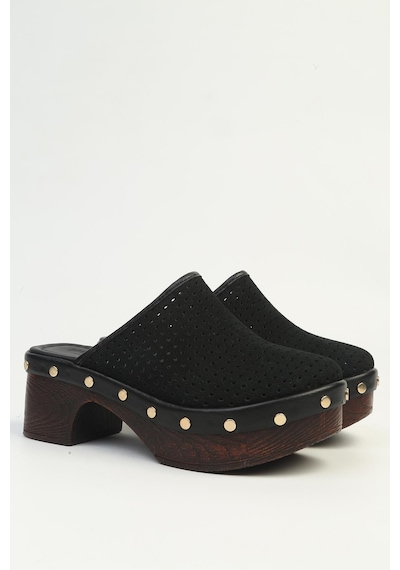 Pierre Cardin Kadın Siyah Platform Taban Sabo Terlik