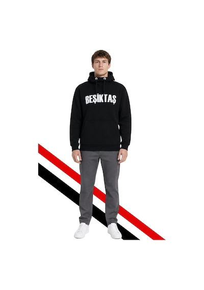 Beşiktaş Erkek Kapüşonlu Sweatshırt Uv Kutu Siyah Uv