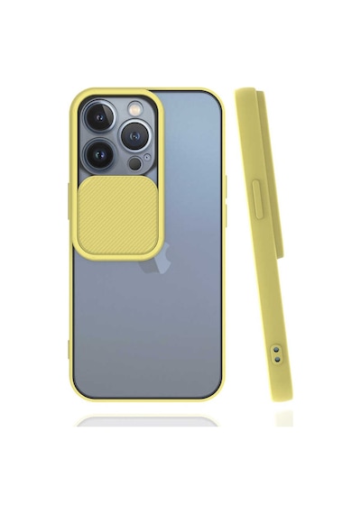 Noktaks - Apple Uyumlu iPhone   13 Pro - Kılıf   Slayt Sürgülü Arkası Buzlu Lensi Kapak - Koyu Yeşil