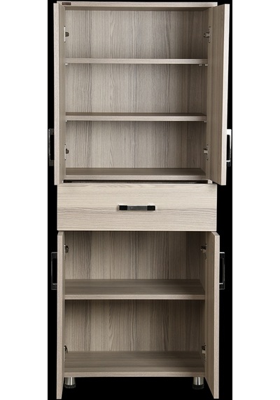 Çok Amaçlı Dolap 150 cm Hard Parlak CORDOBA Suntalem 4Raf 1Çekmece Kutuda sevk El Yapım Açık Kahverengi