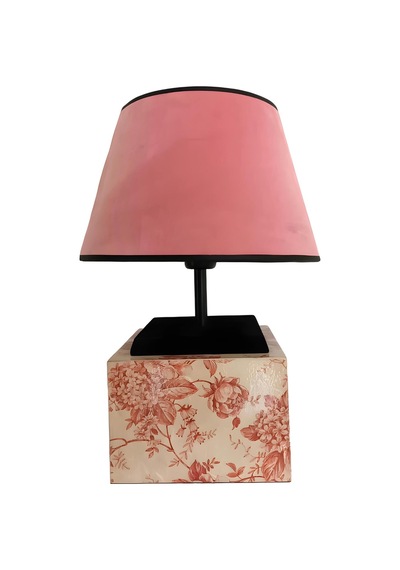 Dacy Çiçek Baskılı Polyester Abajur Pembe