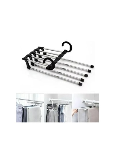 Orret Home 2 Katlı Katlanabilir 5'li Pantolon Askısı,pantolon,kravat,etek İçin Organizer Askı Siyah 50cm