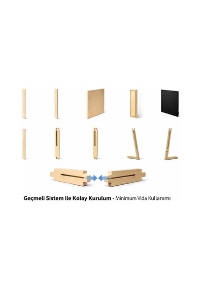 Doğal Ahşap Rulo Kağıtlı Çizim Tahtası Montessori Uyumlu Eğitici Kafe, Ofis, Çocuk Kolay Kurulum Krem