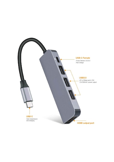 USB Type C 3.1 To Hdmi USB-C / 3X USB 3.0 Hub Çevirici Adaptör