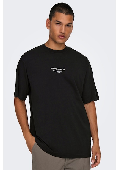 Only & Sons Erkek Onscurated Bisiklet Yaka %100 Pamuk T-shirt 22030925 Siyah SIYAH Siyah