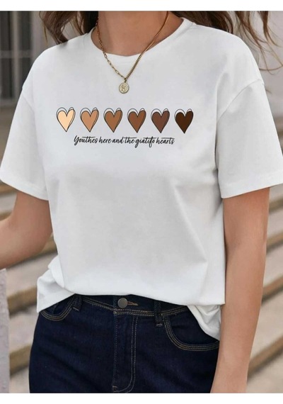 Kozia Outdoors Malkoçbey 6 Kalp Baskılı T-shirt Beyaz