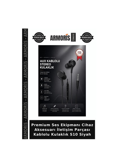 Premium Ses Ekipmanı Cihaz Aksesuarı İletişim Parçası Kablolu Kulaklık S10 Siyah