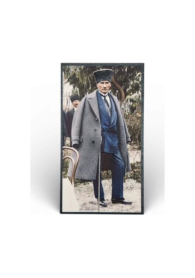 Atatürk Masaüstü Ahşap Tablo - Kabartmalı Baskı Şık Hediyelik 9x16 Cm No 1 Çok Renkli