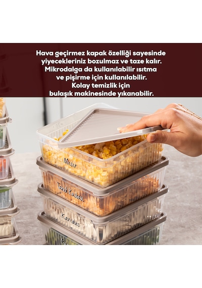 Porsima 5308 12 Li 1 Lt Buzdolabı Ve Difriz Düzenleyici Saklama Kabı Seti - Bpa İçermez Kapicino Cappuccino