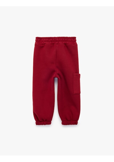 Koton Beli Lastikli Şardonlu Cepli Jogger Eşofman Altı Bordo 7wmb40056tk