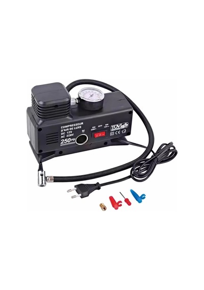 Volemi Vm-725 Çift Girişli 12v/220v 250 Psı Ev Ve Araç Uyumlu Hava Kompresörü Lastik Şişirme Pompası