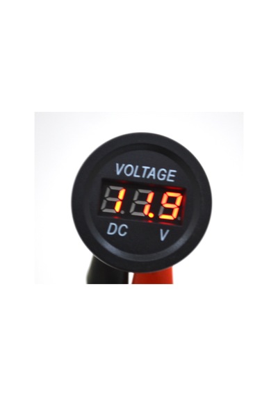 12v 24v Dc Voltmetre Yuvarlak Düz Kırmızı Rakam
