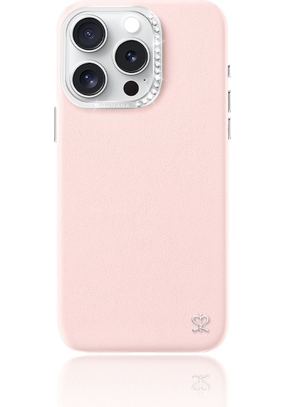 Apple Uyumlu iPhone 14 Pro Kılıf Suni Deri Tasarımlı Pynana Starry Serisi Kapak Pembe