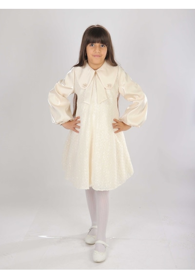 Xo Kids Kız Çocuk Elbise 7-11 Yaş 26571 Bej
