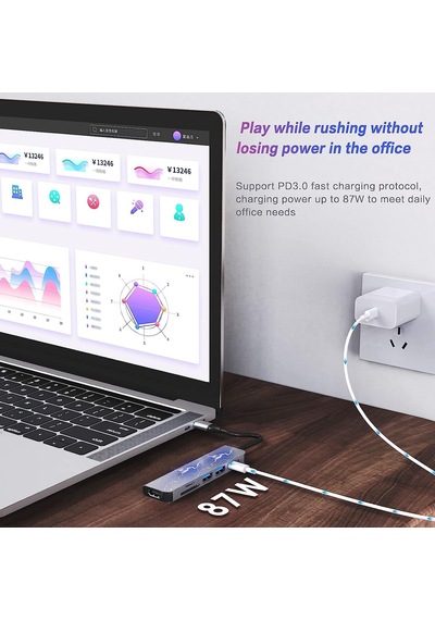 Lexroo Usb C Hub, Macbook Uyumlu Pro Ve Hava Aksesuarları İçin Çoklu Bağlantı Noktalı Usb C Adaptörü