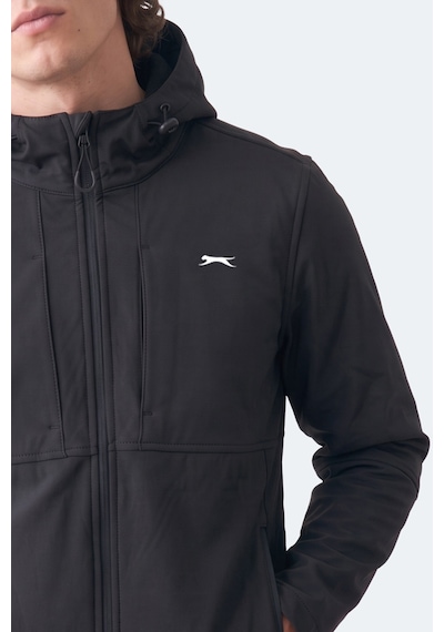 Slazenger Crest I Erkek İçi Polarlı Rüzgar Ve Su Geçirmez Softshell Siyah Mont & Kaban