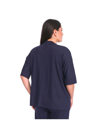 Tolga Saraçoğlu Oversize Minimalist 3/4 Kol Kadın Hırka - Günlük Şıklık Lacivert