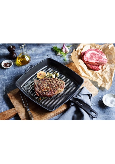 Staub Döküm Amerikan  Izgara Tava 26*26 cm Siyah Kare