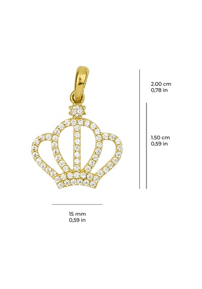 Goldkupe 14 Ayar Altın Taşlı Taç Kolye Ucu 1,07 Gr-3401