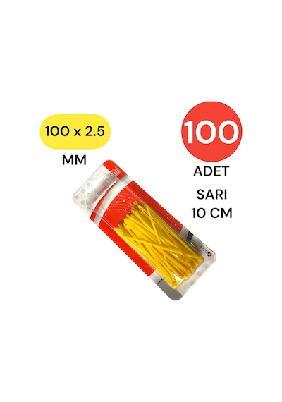 Tek-iş Plastik Kablo Bağı Klipsi Cırt Kelepçe 100 Mm X 2.5 Mm Sarı 100 Adet