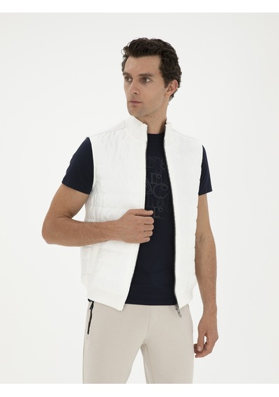 Cacharel Beyaz Slim Fit İnce Kapitone Mont Yelek