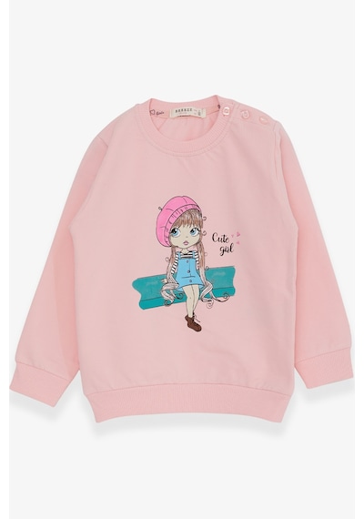Breeze Kız Çocuk Sweatshirt Sevimli Kız Baskılı 1.5-5 Yaş, Pudra