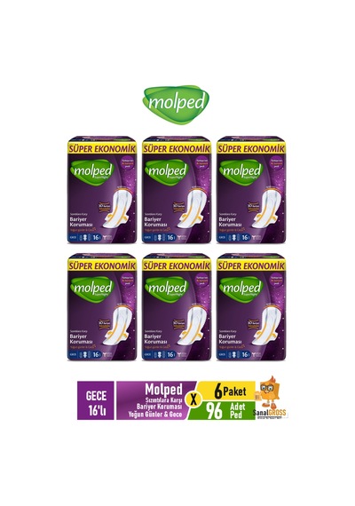 Supernight Gece Hijyenik Ped 16'lı X 6 Paket