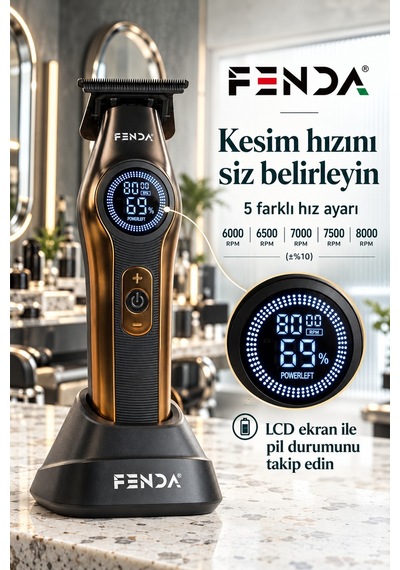 Fenda Profesyonel Bldc Motor 8000 Rpm Tıraş Makinesi Altın