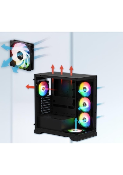 Xpg Invader X Black 5X Argb Fan Usb 3.2 Type-C Riser+Gpu Holder Atx Gaming Kasa