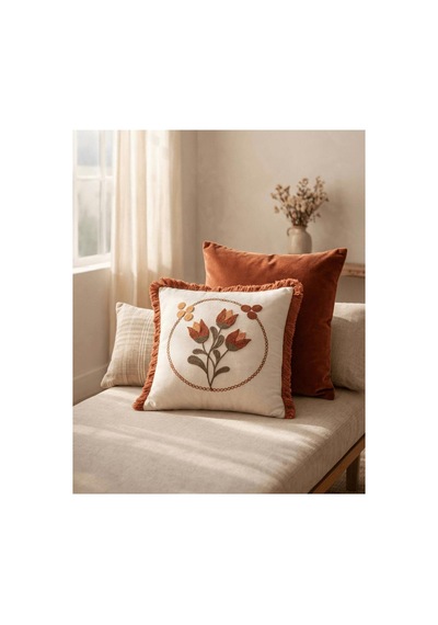 Premium Punch Nakış Kırlent 40 Cm X 40 Cm - 1 Adet Açık Beyaz Boyut